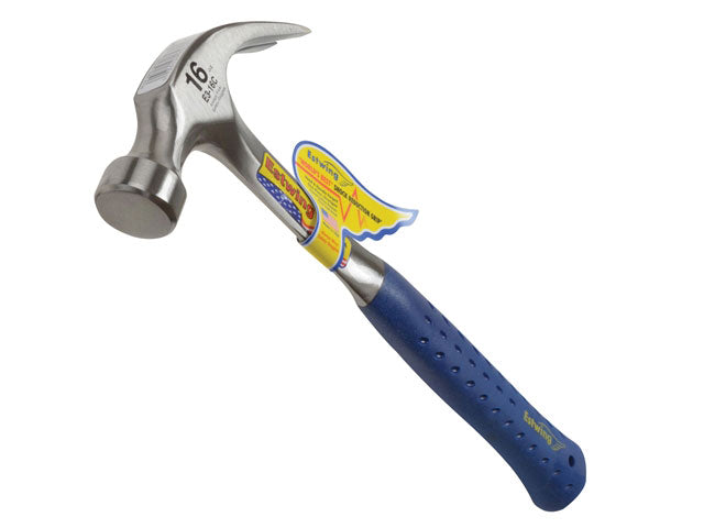 Estwing 16oz Curved Claw Hammer with vinyl grip, durable steel, vibration reduction – available at Keans Claremorris.
