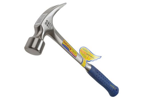 Estwing E3/22S 22oz claw hammer with shock reduction grip, forged steel, straight claw, made in USA - Keans Claremorris