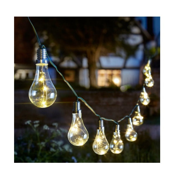 EUREKA 10 LED solar lightbulb string lights, 3.8m garden décor, solar panel & stake included – Keans Claremorris