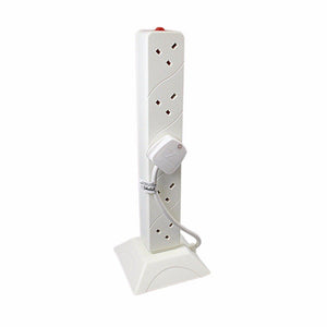 Pifco EXT1039GE 10-Way UK 3Pin Plug Double-Sided Extension Tower/Cable with 2 Mtr Cable - White