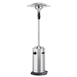 Outdoor Gas Patio Heater with stainless steel burner, 76cm reflector, 8KW heat, safety features – Keans Claremorris