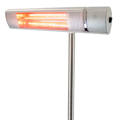 StayWarm 1500W pedestal patio heater with remote, 3 heat settings, IP65 outdoor, golden tube – Keans Claremorris