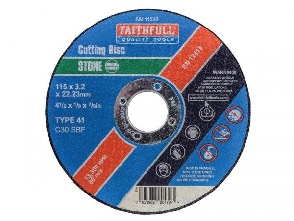 FAIFull 115mm x 3.2mm stone cut off wheel, silicone carbide grit, EN 12413 standard – Keans Claremorris