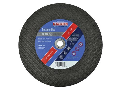 Faithfull 300x3.5x20mm metal cutting disc, aluminium oxide, fibreglass reinforced, EN 12413 certified – Kean’s Claremorris –