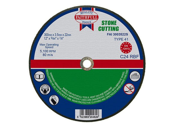Faithfull 230mm depressed centre stone cutting disc, 3.2mm thick, silicon carbide, fibreglass reinforced – Kean’s