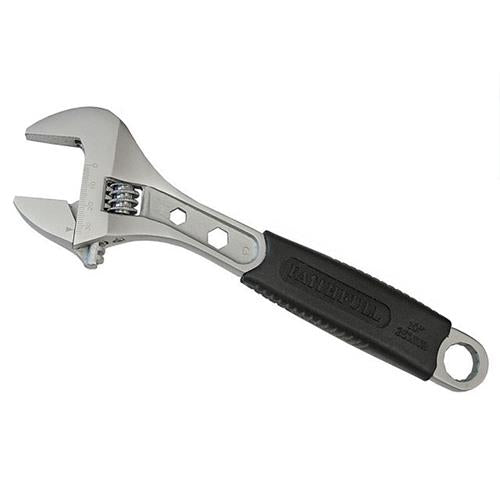Faithfull 250mm adjustable spanner with 35mm jaw, 17mm ring spanner, soft-grip handle – available at Kean’s Claremorris. –