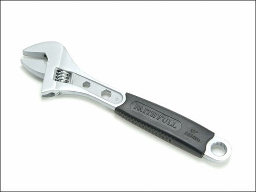 Faithfull Contract 300mm Adjustable Spanner with 40mm jaw, 17mm ring spanner, soft-grip handle – available at Kean’s