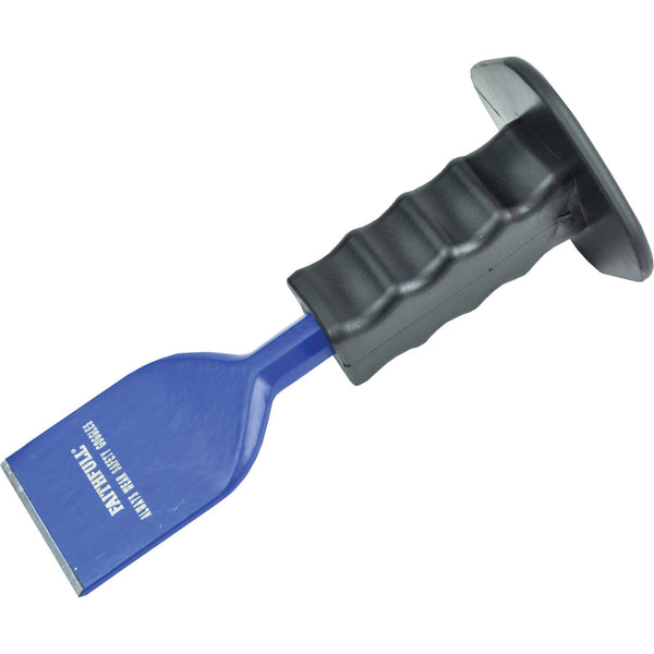 Faithfull 57mm flooring chisel with rubber safety grip, hardened edge for precise woodwork – available at Keans Claremorris.