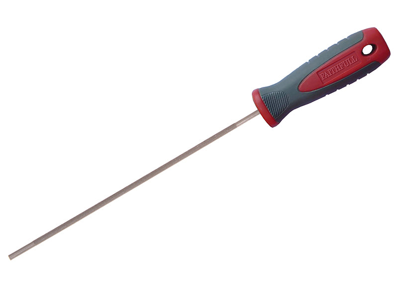 Faithfull Handled Chainsaw File 200mm x 5.5mm with ergonomic grip for precise sharpening, available at Kean’s Claremorris. –