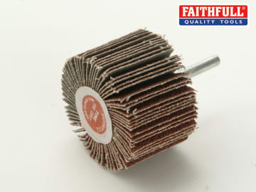 Faithfull Flap Wheel 60x40mm Coarse 60 Grit, flexible aluminium oxide sanding flaps, resin bonded, for wood, metal, plastic
