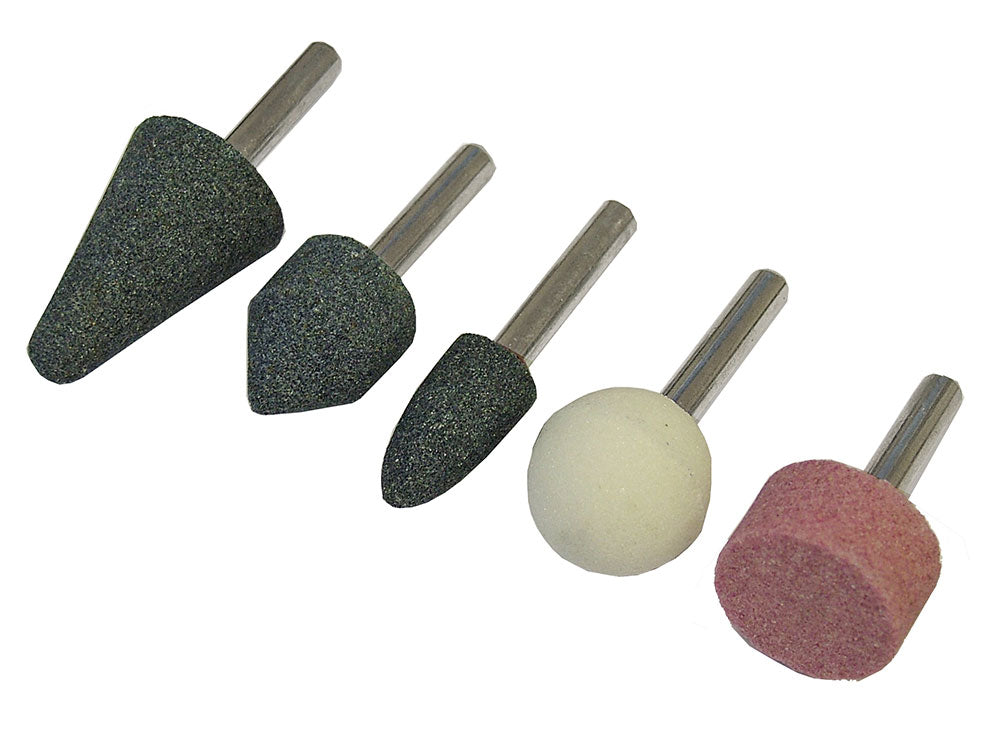 Faithfull 5-piece mounted grinding stones set with 6mm shank for steel, glass, ceramics, and plastics – Kean’s Claremorris.