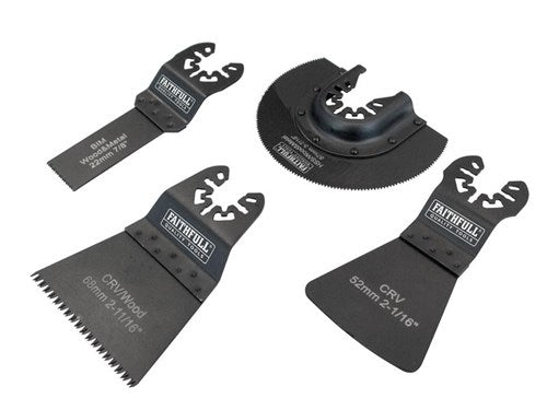 Faithfull 4-piece multi-function tool flooring blade set for wood, metal, scraping – durable CrV steel, available at Kean’s