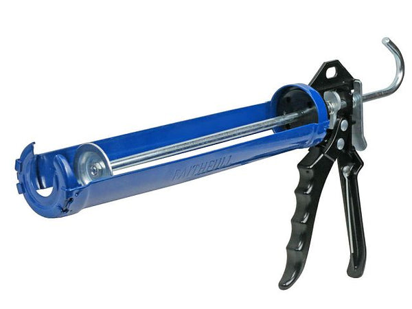 Faithfull Heavy-Duty Mastic Gun 425ml with ribbed grip, double spring ratchet, nozzle pin – durable sealant tool from Kean’s