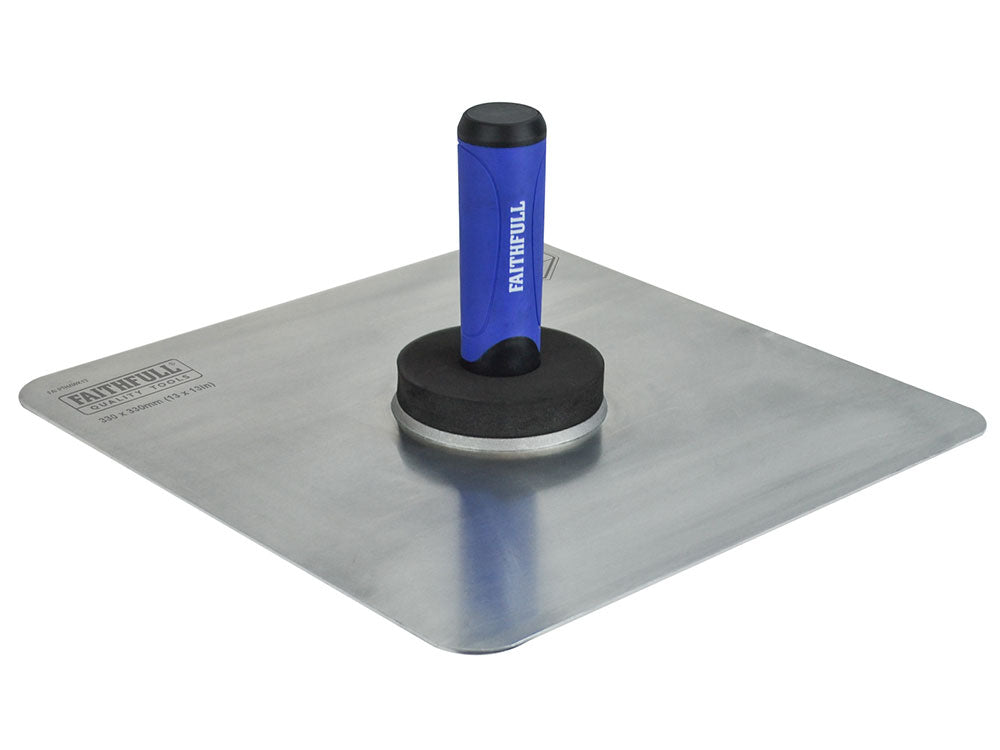 Faithfull Prestige Aluminium Hawk 330x330mm with anti-slip grip, soft-grip handle, 10-year guarantee – available at Kean’s