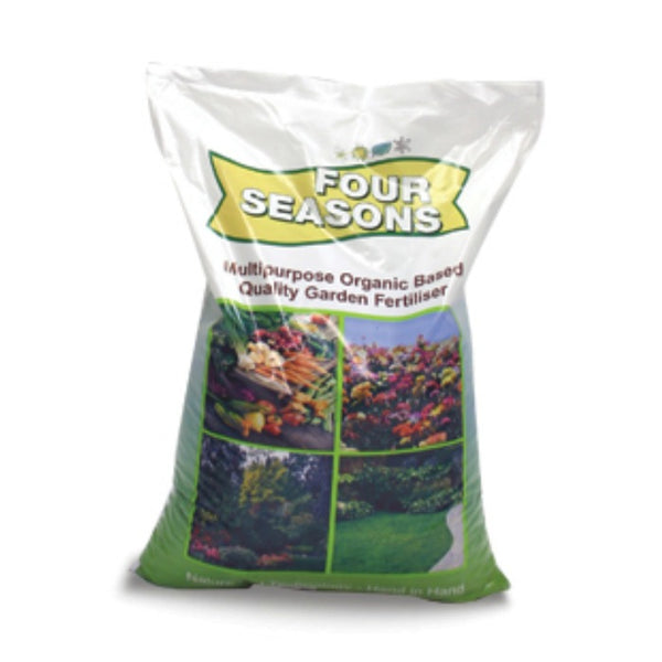 Four Seasons Organic Garden Fertiliser 20kg bag, multi-purpose organic fertilizer, available at Keans Claremorris.