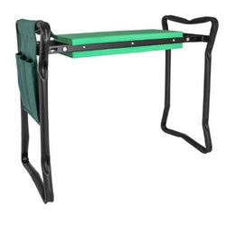 Folding Kneeler Seat with padded cushion, heavy-duty metal frame, dual seat and kneeler use, folds flat for easy storage -