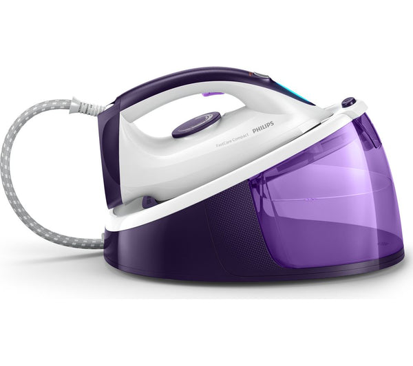 PHILIPS FastCare Compact GC6740/36 Steam Generator Iron, 2400W, 1.5L tank, 5.2 bar steam, anti-scale, purple - Keans