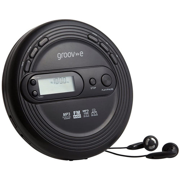 Groov-e GVPS210/BK Retro Series Personal CD Player with FM Radio – Black