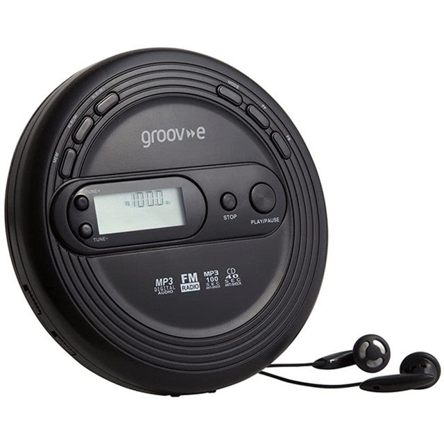 Groov-e GVPS210/BK Retro Personal CD Player with FM Radio, MP3 compatible, anti-skip, bass boost – Keans Claremorris