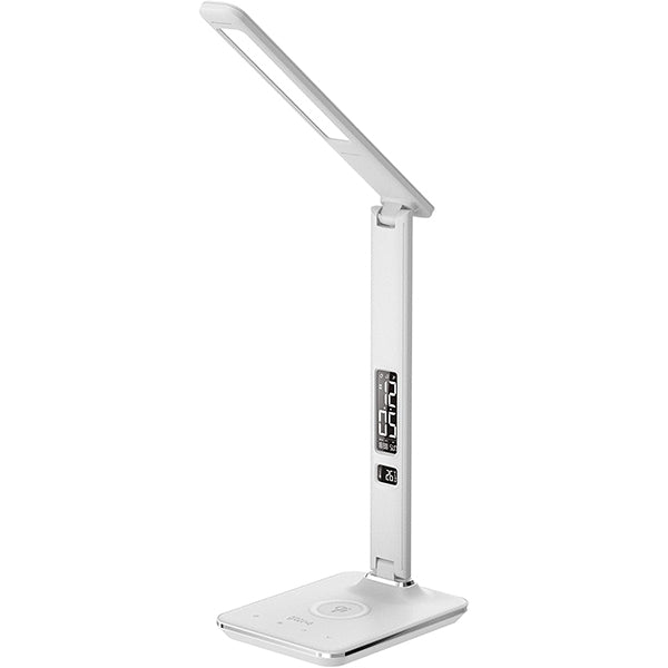 Groov-e GVWC04WE ARES LED Desk Lamp with Wireless Charging Pad & Clock - White