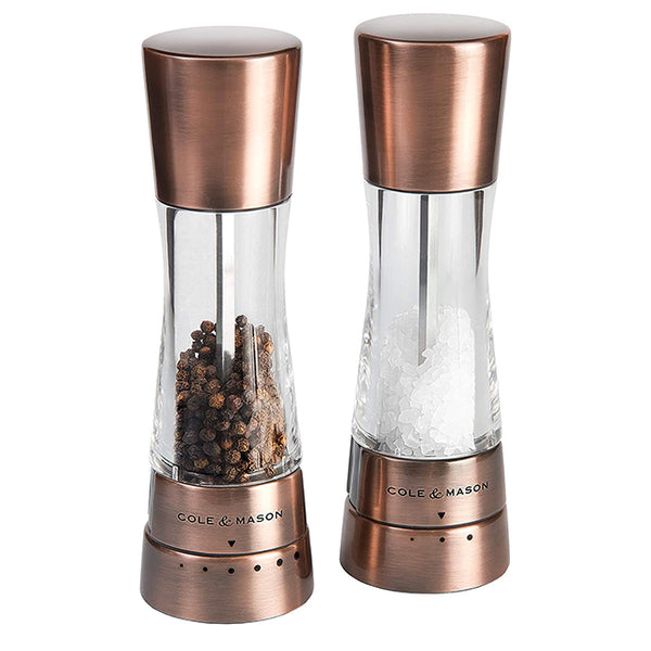 Cole & Mason Derwent Copper Salt & Pepper Mill Set 19cm with Precision+ grind, stainless steel, acrylic - Keans Claremorris