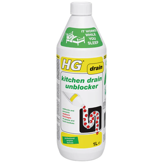 HG Enzyme Kitchen Drain Unblocker 1L, effective liquid drain cleaner for blocked pipes, safe on plastic – Keans Claremorris