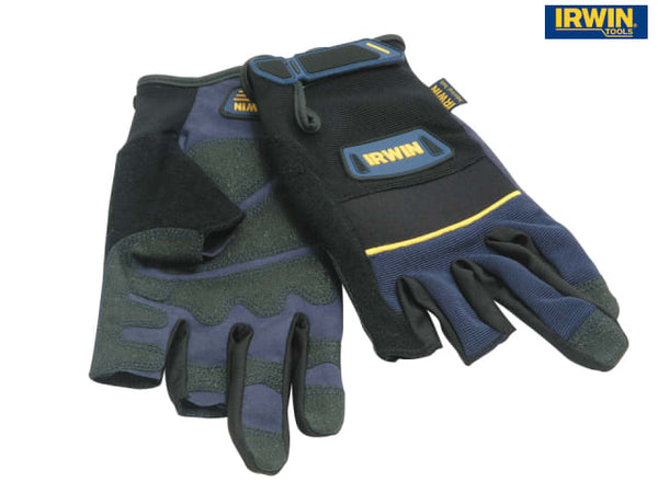 Carpenter's Gloves Large with finger flexibility, padded knuckles, hook and loop straps, terry cloth wipes – Keans