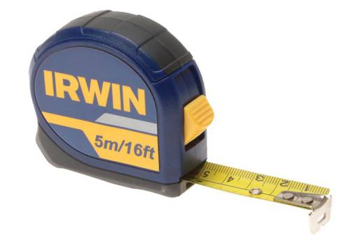 Irwin Standard Pocket Tape 5m/16ft, 19mm wide steel blade, metric & imperial, ergonomic grip – Keans Claremorris