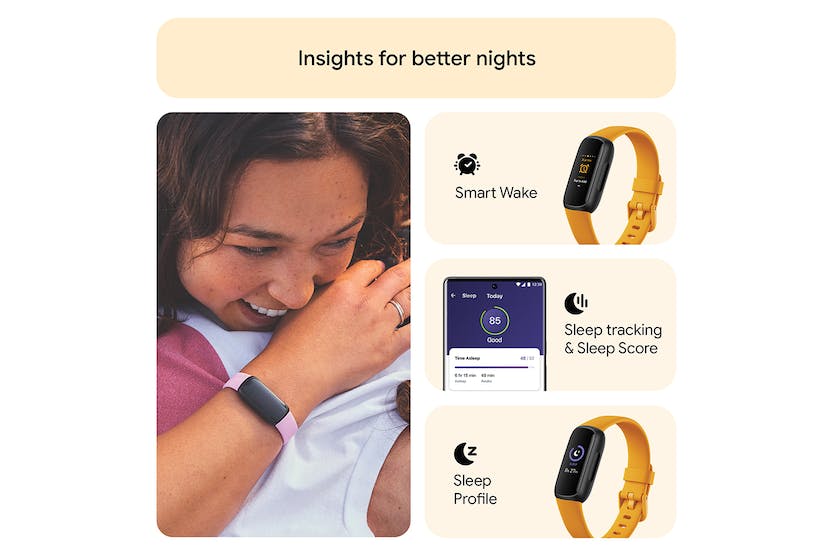 Fitbit Inspire 3 Fitness Tracker in Morning Glow color, activity and health tracking - available at Keans Claremorris