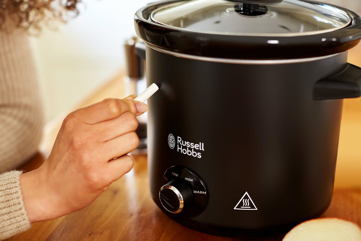 Russell Hobbs 3.5L Black Chalk Board Slow Cooker 24180, programmable, stylish kitchen appliance at Keans Claremorris