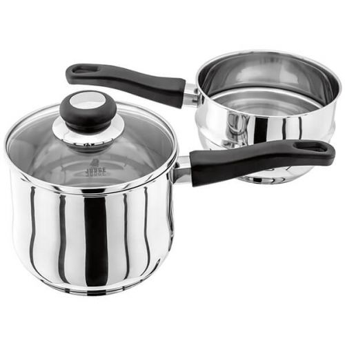 Judge Vista 16cm stainless steel porringer 1.5L with bain-marie, stay-cool handles, oven and induction safe - Keans