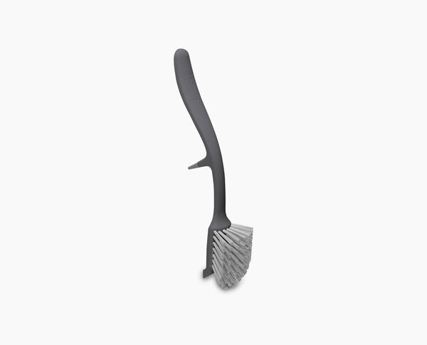 Joseph Joseph Edge grey dish brush with integrated sink rest, non-scratch bristles, pan scraper, BPA-free, at Keans