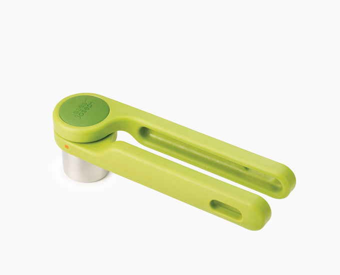 Joseph Joseph Helix Garlic Press with twisting action, crushes multiple cloves, stainless steel, easy-clean, dishwasher safe