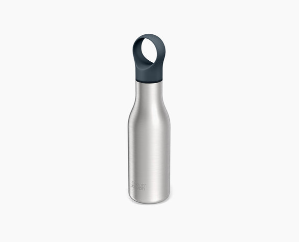 Joseph Joseph Loop 500ml vacuum insulated water bottle, brushed anthracite, keeps drinks hot 12h cold 24h, leakproof – Keans