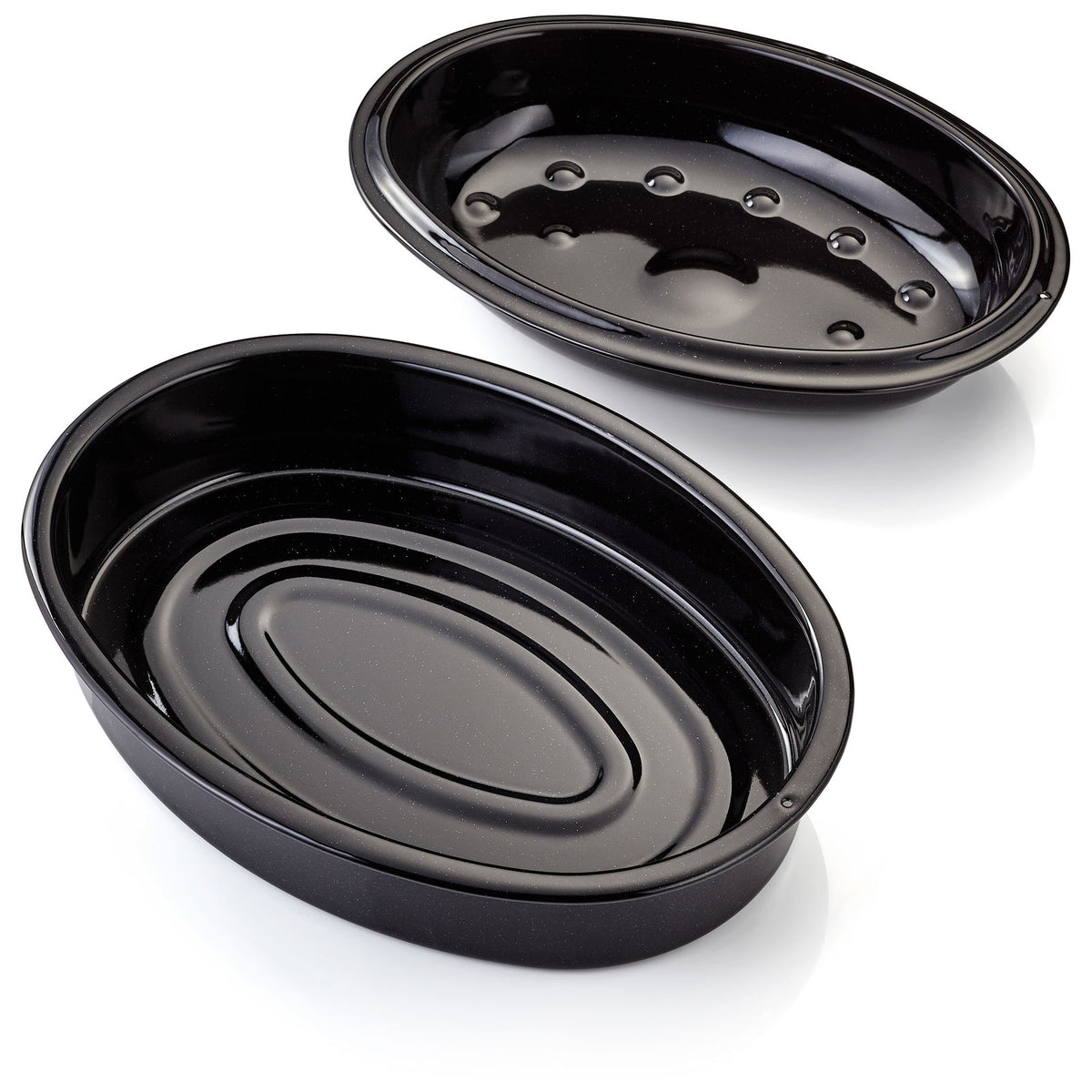 Judge Essentials 33x25x11cm Granite Oval Enamel Roaster, durable cookware - Keans Claremorris