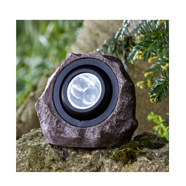 Jumbo Rocklight Solar Light 15 Lumens, rock-shaped, solar-powered LED spotlight, dusk-to-dawn, adjustable focus – Keans