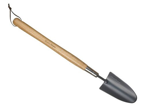 Kent & Stowe Carbon Steel Hand Border Trowel with forged steel head, 60cm ash wood handle – durable gardening tool | Keans