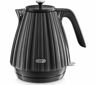 DeLonghi Ballerina Black Jug Kettle 1.7L with removable filter and detachable base – available at Keans Claremorris