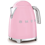 Smeg Pink Retro KLF03 Kettle, 1.7L stainless steel, 3kW fast boil, pastel pink, 50’s style – available at Kean’s Claremorris