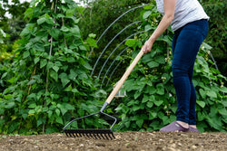 K&S Carbon Steel Soil Rake with durable steel tines, ideal for gardening and landscaping – available at Keans Claremorris.