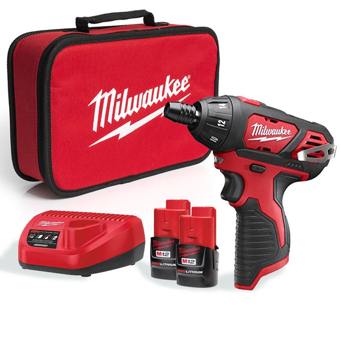 Milwaukee M12 Sub Compact Screwdriver Kit with 2 batteries, charger, LED light, 20Nm torque – Keans Claremorris