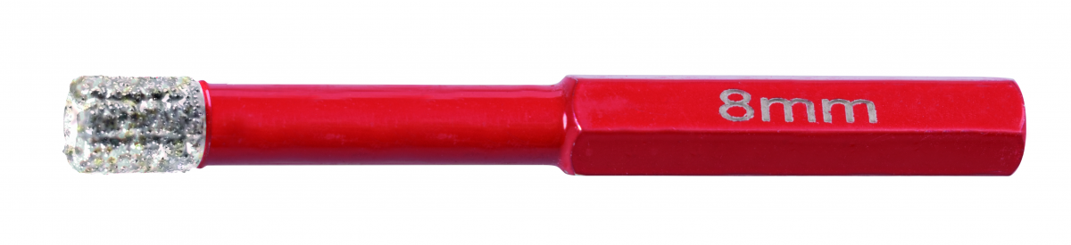 Diamond Tile Drill Bit 8mm with vacuum brazed diamonds, hex handle, durable steel, for hard materials - Keans Claremorris