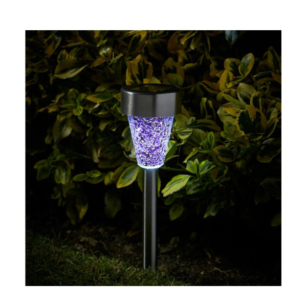 Mosaic solar garden stake lights 6 pack, automatic dusk-to-dawn, elegant outdoor lighting by Keans Claremorris