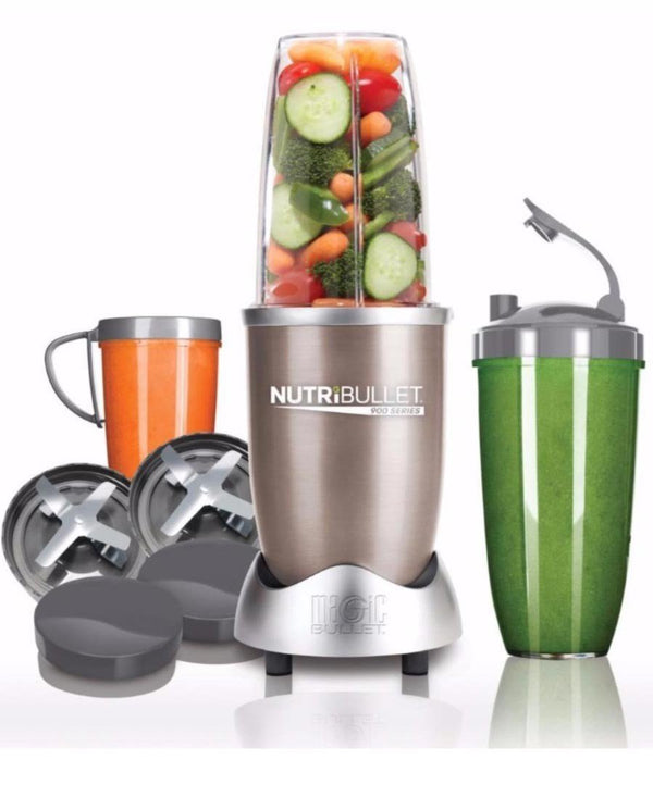 NutriBullet Pro 900W blender in Champagne with oversized BPA-free cup, powerful motor for smooth blends - Keans Claremorris