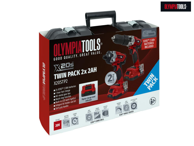 Olympia X20S™ Twin Pack Combi Drill / Impact Driver 20V 2 x 2.0Ah Li-ion