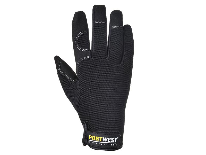 Portwest General Utility black high-performance gloves size XL with reinforced thumb, wrist support, lightweight - Keans