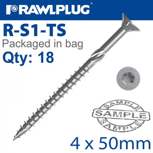 R-TS Hardened chipboard screw TX 4.0 x 50mm zinc plated [BAG OF 18]