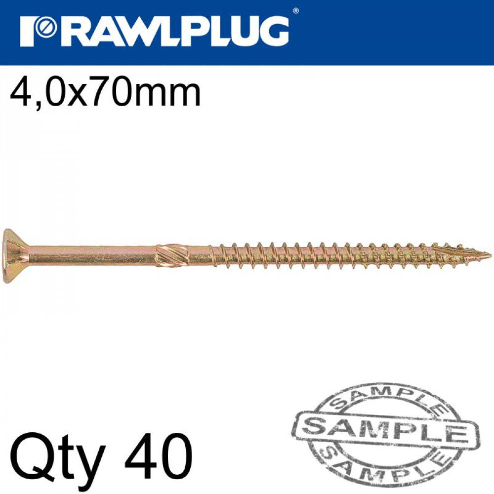 R-TS Hardened 4x70mm zinc plated chipboard screws, TX head, bag of 14 – Keans Claremorris