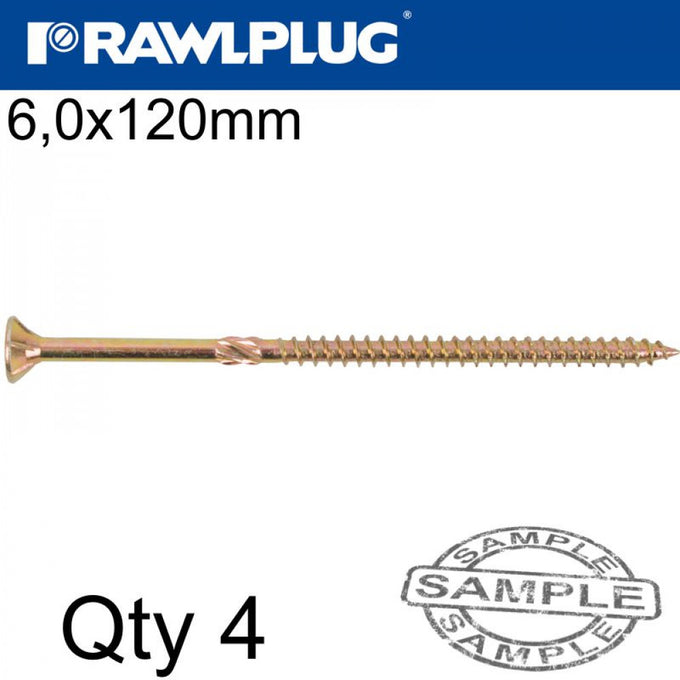 R-TS Hardened 6x120mm zinc plated chipboard screws, PZ head, bag of 4 - Keans Claremorris