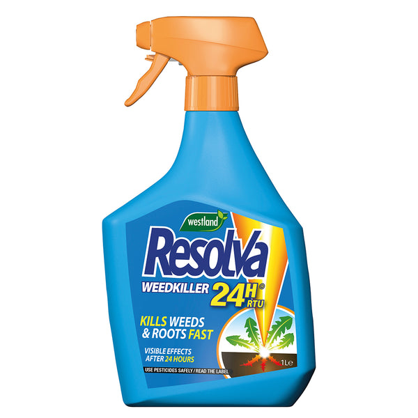 Resolva 24 Hour RTU Weedkiller 1L kills weeds and roots fast with non-drip trigger, glyphosate formula – Keans Claremorris.
